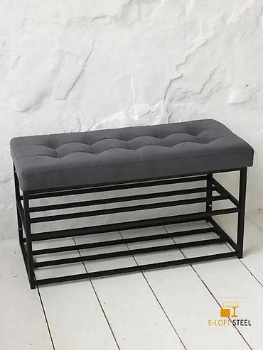 Офисная мебель: Тумба и подставка для обуви, Железо, цвет - Серый — 5