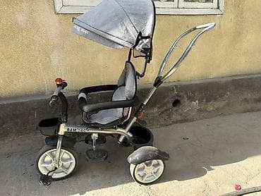 Велосипеды: Детский трехколесный велосипед с родительской ручкой и капюшоном - — 1