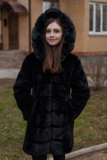 рваные: Шуба, По колено, С капюшоном, XS — 1