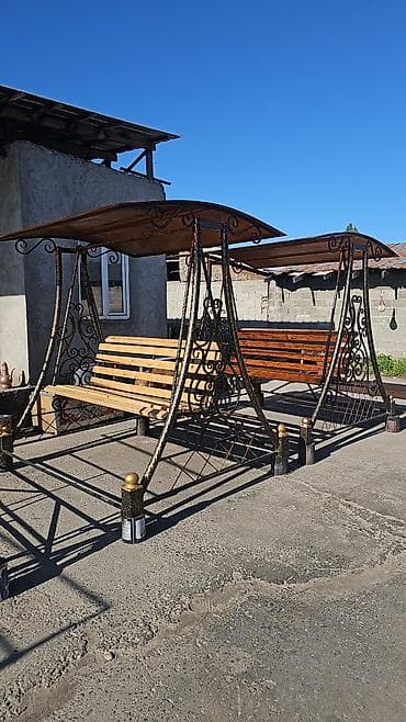 коврик для дом: Садовые качели Металл, Со спинкой, С крышей — 5