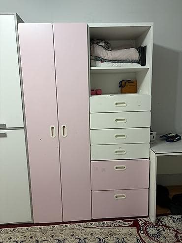 шкваф: Детский шкаф, Для одежды, Для девочки, ДСП, цвет - Розовый — 2