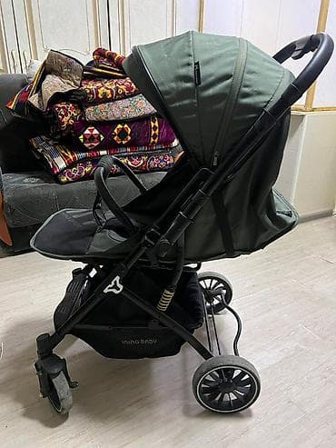 бампер на коляску chicco lite way: Прогулочная коляска Ining Baby (оливковый цвет) - Легкая складная — 2