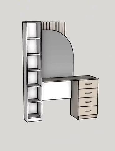 coffee table: Туалетный столик, С зеркалом, цвет - Белый, ЛДСП — 1