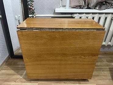 круглый раскладной стол: Стол трансформер Для кухни, Стол-книжка, Длина, см: 80-90 см, цвет - Коричневый — 1