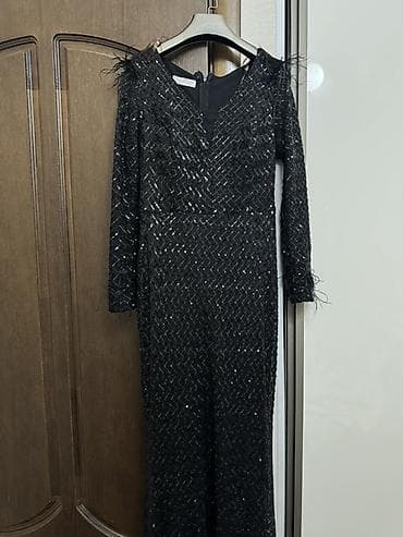 Личные вещи: Вечернее платье, Классическое, Длинная модель, С рукавами, С пайетками, M — 1