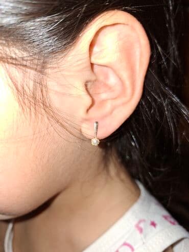 Серьги, Проба 585, Жемчуг, Детские, Б/у