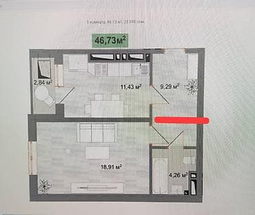 64: 1 комната, 47 м², Элитка, 13 этаж, Евроремонт — 10