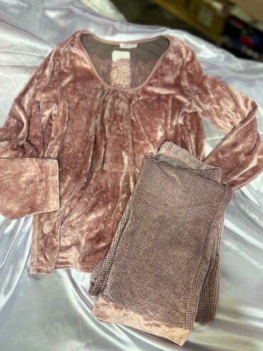 белая ночная сорочка: Домашний костюм, Велюр, Турция, Зима — 3