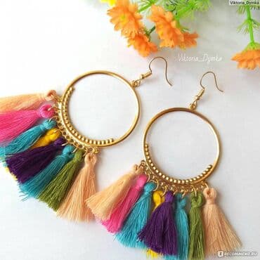 пышное фатиновое свадебное платье: Серьги Подвески с кисточками 🌈 Эти стильные серьги-кольца с — 2