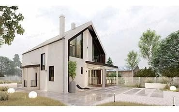 гостинный дом: Современный проект двухэтажного загородного дома с двусветной гостиной — 3