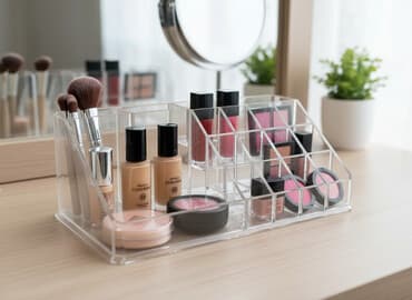 столик с зеркалом длякосметики: Акриловый органайзер для косметики и канцелярии - Материал — 1