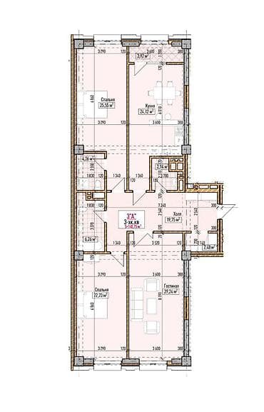 rent flat: 3 комнаты, 139 м² — 1