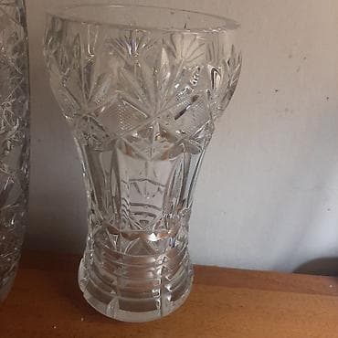 ваза хрустальная: Набор гранёных ваз из прозрачного хрусталя/стекла с глубоким алмазным — 6