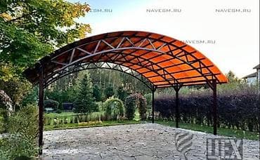 металический бак: Навес, Арочный, Металл, Поликарбонат, Установка — 3