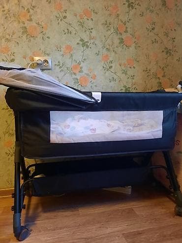 easy walker: Детская приставная кроватка, С колесиками, цвет - Черный — 2