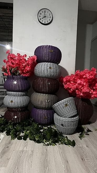 купить ротанг для плетения: Плетёные круглые кашпо/корзины для декора и растений - Материал — 6