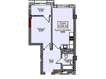Квартиры: 1 комната, 48 м², Элитка, 10 этаж, Готовая ПСО (под самоотделку) — 3