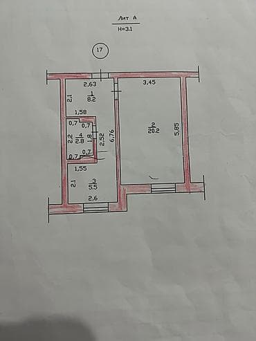 Батирлер: 1 бөлмө, 36 м², 5-мкр Элитка, 3 кабат, Косметикалык оңдоо — 5