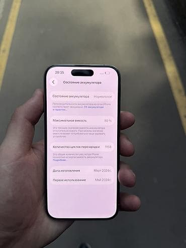 IPhone 15 Pro, Колдонулган, 128 ГБ, Natural Titanium, Каптама, 80 % — 2