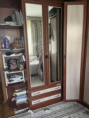 Эмерек: Угловой гарнитур для хранения: шкаф-купе/распашной с зеркалами и — 1