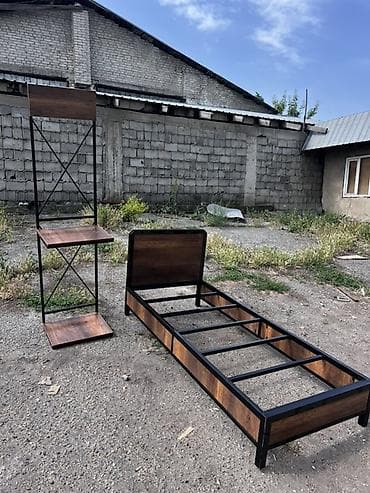 bunk bed: Металлическая односпальная кровать в стиле лофт + открытый стеллаж — 3