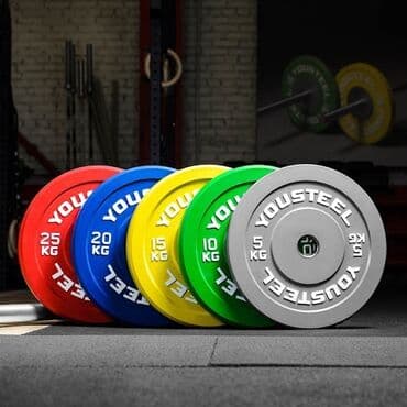 обрезиненные блины для гантелей: Набор цветных бамперных дисков Yousteel, предназначенных для тяжелой — 1