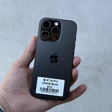 IPhone 16 Pro, Б/у, 256 ГБ, Черный, 87 % at lalafo.kg IPhone 16 Pro, Б/у, 256 ГБ, Черный, 87 %