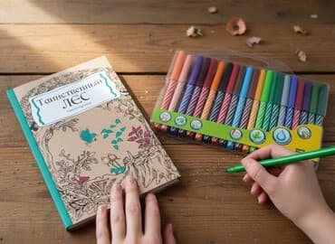 Раскраска-антистресс 56 стр + набор фломастеров
Новый набор