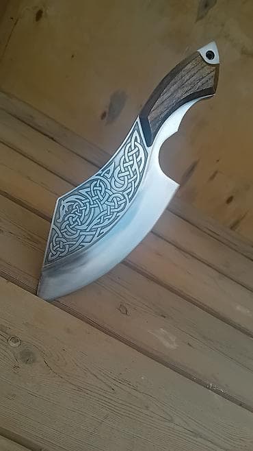 Авторский нож-скрамасакс с резным клинком - Тип: нож ручной работы с