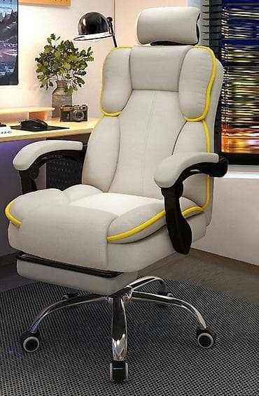 office table: Игровое кресло, Новый, С колесиками, цвет - Серый, Экокожа — 1