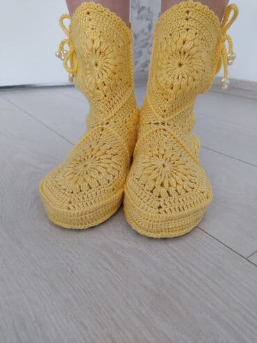 обувь 19 размер: Домашние тапочки, 37.5, Новый, цвет - Желтый, Самовывоз — 10