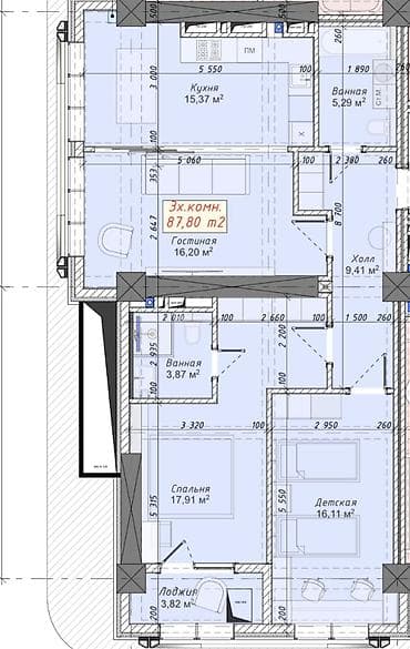 vip: 3 комнаты, 89 м², Элитка, Готовая ПСО (под самоотделку) — 2