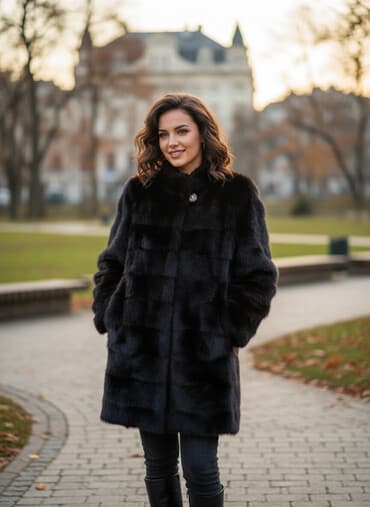 Шуба, Норка, По колено, Стандарт