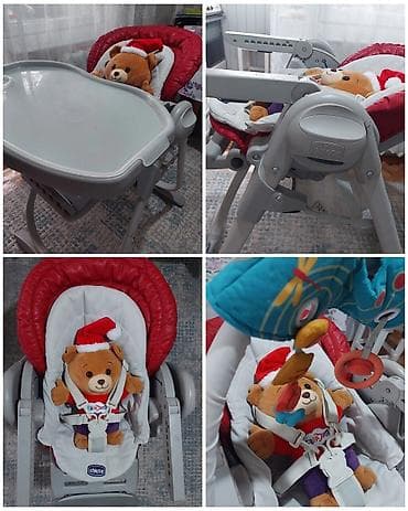Стульчик для кормления, Б/у, Chicco, Трансформер, цвет - Красный, Самовывоз