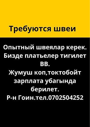Айыл чарба: Вакансия: требуются швеи (опытные). Что делаем: - Пошив платьев — 2