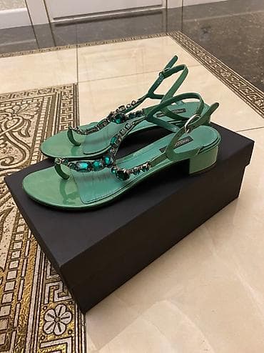 v beach: Босоножки, 38, Dolce & Gabbana, Б/у, цвет - Зеленый, Самовывоз — 1