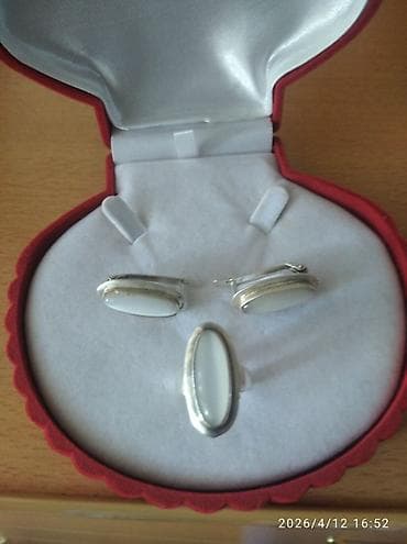 apple watxh: Комплект украшений: кольцо и серьги-клипсы с продолговатыми вставками — 3