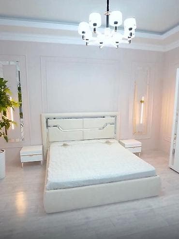 Эмерек гарнитурлары: Уктоочу бөлмө гарнитуру, Жаңы, Эки кишилик керебет, түсү - Ак — 4