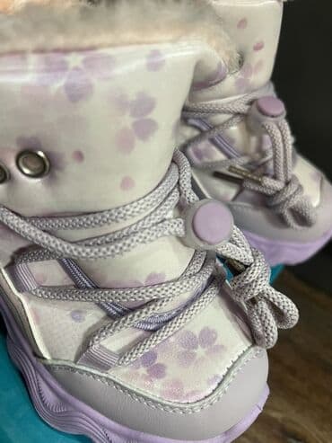 новые детские вещи: Детские зимние ботинки - Цвет: нежно‑сиреневый/белый с цветочным — 3