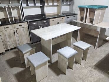 стол и четыре стула: Кухонный стол и стул, Новый, Бесплатная доставка, цвет - Бежевый — 6