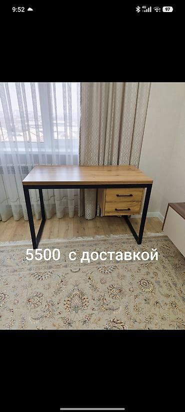 детский двухместный кровать: Письменный/рабочий стол в современном стиле лофт. - Столешница под — 1