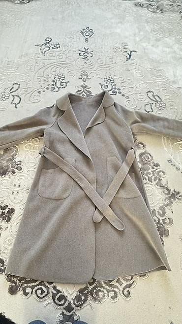 Пальто-халат женское, серое - Материал: 65% шерсть, 35% полиэстер