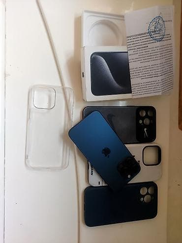 Apple iPhone: IPhone 15 Pro Max, Новый, 256 ГБ, Blue Titanium, Зарядное устройство, Кабель, Чехол, 88 % — 2