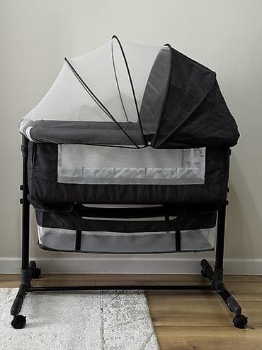 Детская приставная кроватка, Новый, С колесиками