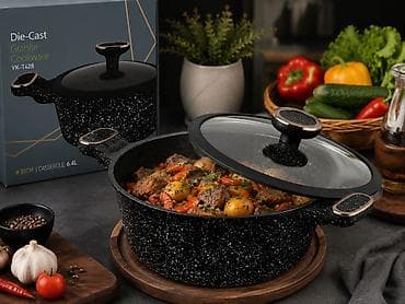 fire maple: Кастрюля с крышкой Die-Cast Granite Cookware VK-T428 - Диаметр: 28 см — 2