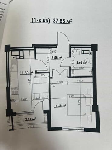 квартира с подселением политех: 1 комната, 38 м², Элитка, 11 этаж, ПСО (под самоотделку) — 2
