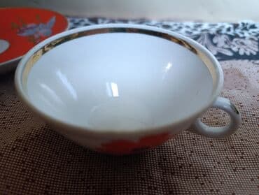 старые посуды: Продается 1. тарелка фарфор от набора Мальва 19 см Барановка СССР — 10