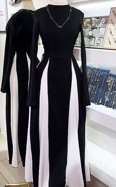 вечерний платья: Платье-макси в чёрно-белой гамме с выразительной графикой. - Силуэт — 1