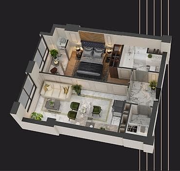 elegance stroy: 1 комната, 48 м², Элитка, 8 этаж, Готовая ПСО (под самоотделку) — 8