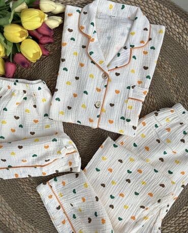 пижама для кормящих: Ваши любимые-МУСЛИНОВЫЕ🤍 M L XL(рукава длинные) 🍒легкие 🍒дышащие — 19
